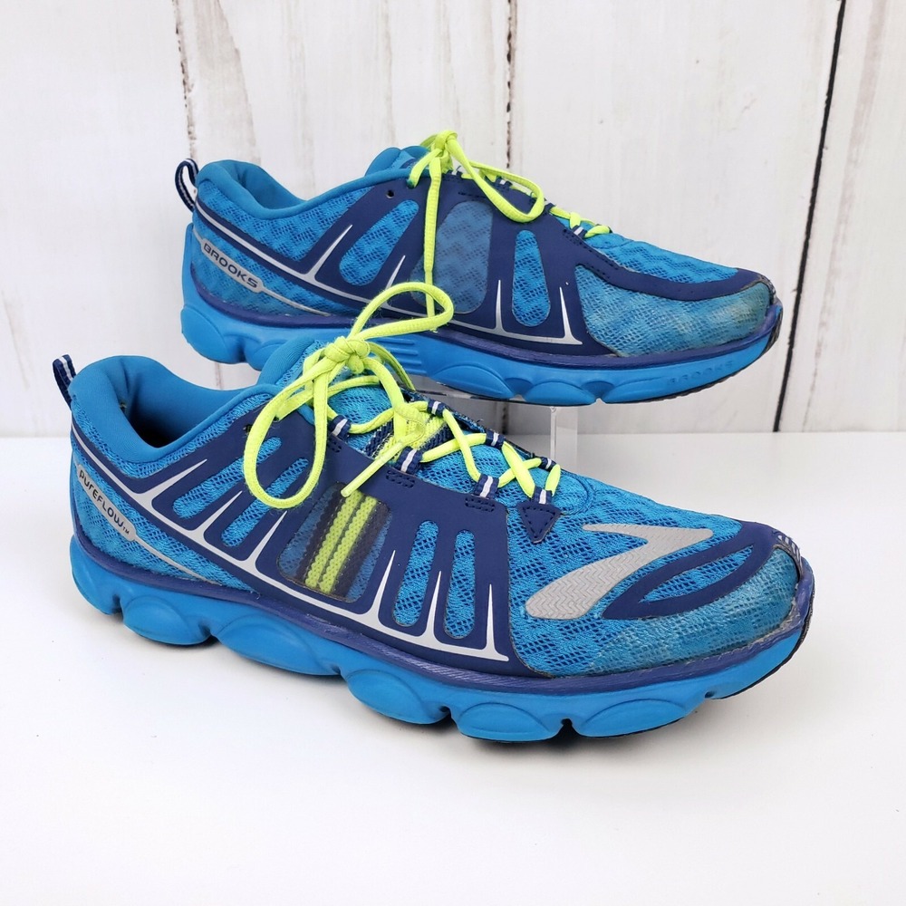 Mens Brooks Pure Flow 2 Running Shoes Blue 1300111D476 Low Top Mesh Size 7D EU40